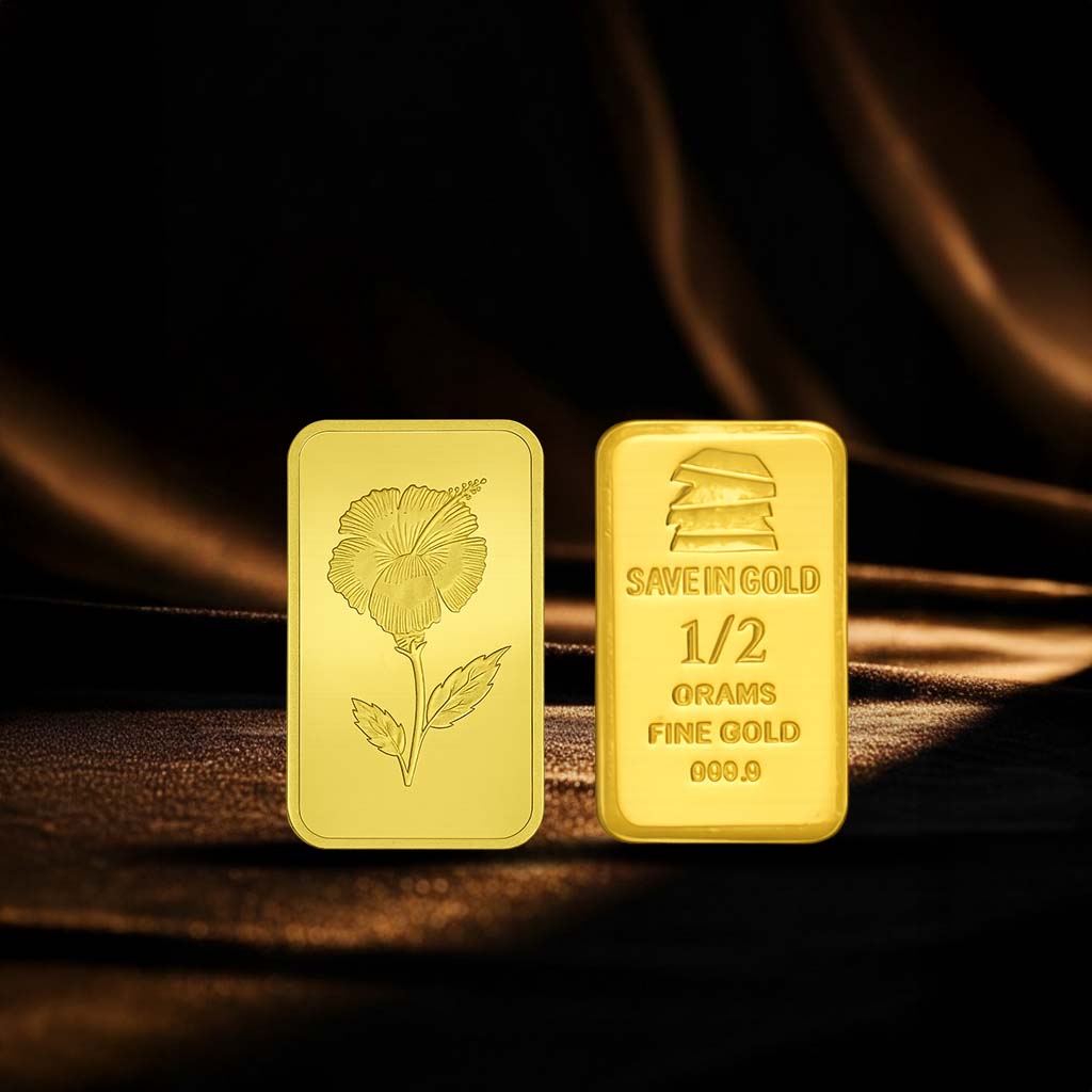 1/2 Gram Elegant Flower Gold Bar